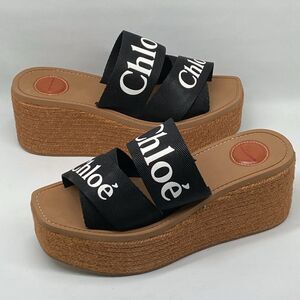 Chloe Woody Espadrille Platform Wedge Mules size 39
